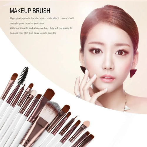 15pcs/set Makeup Brushes Sets Kit Eyelash Lip Foundation Powder Eye Shadow Brow Eyeliner Cosmetic Make Up Brush Beauty Tool