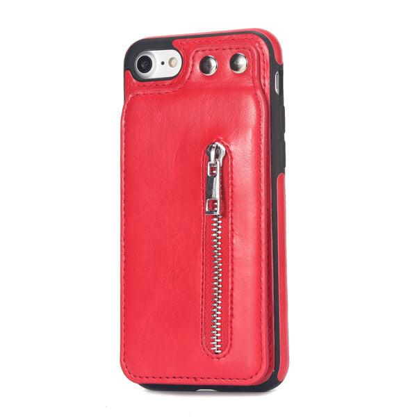 Cases For iPhone X 8 7 6S 6 Plus 5S SE Fashion zipper Leather Phone Case Card Holder Wallet Cover