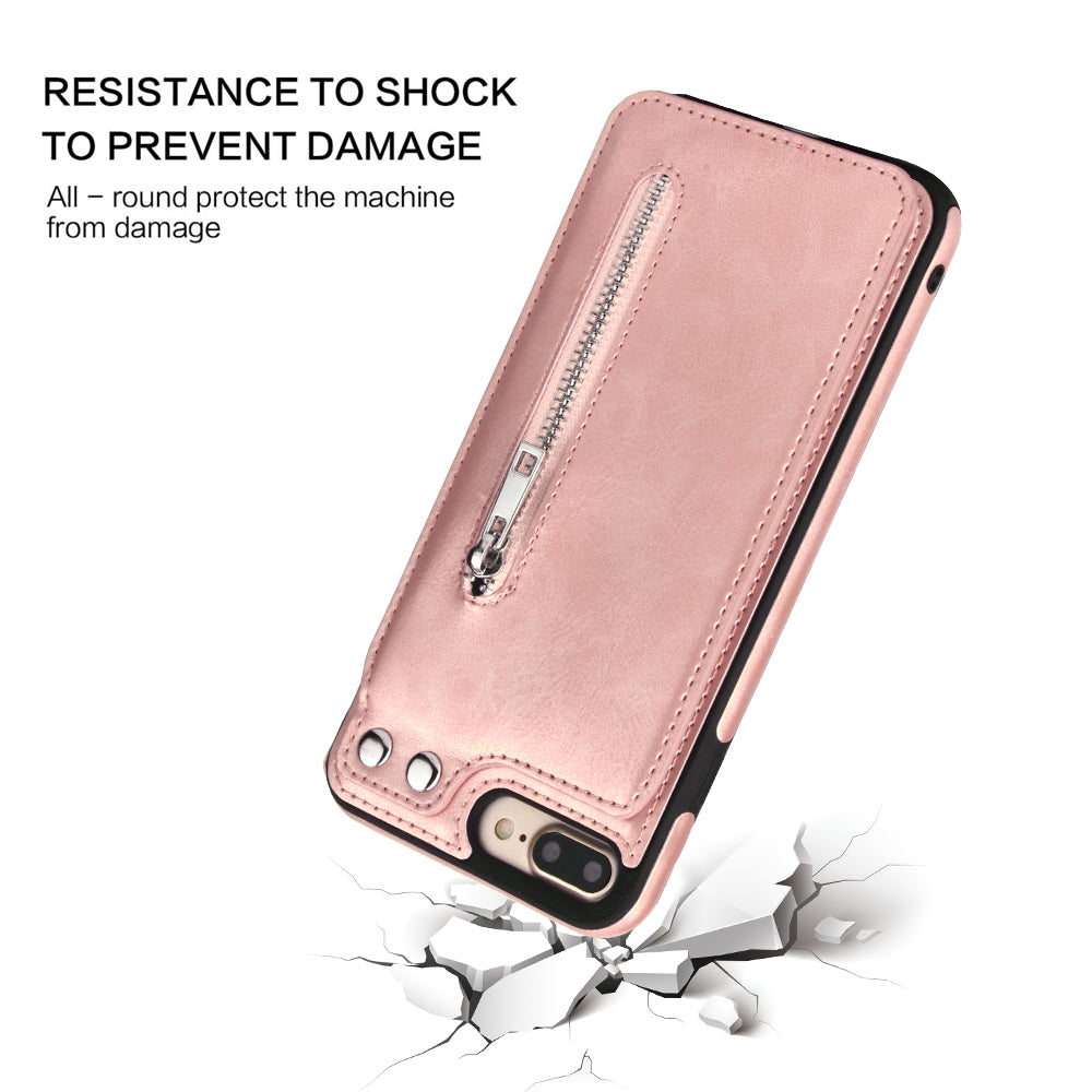 Cases For iPhone X 8 7 6S 6 Plus 5S SE Fashion zipper Leather Phone Case Card Holder Wallet Cover
