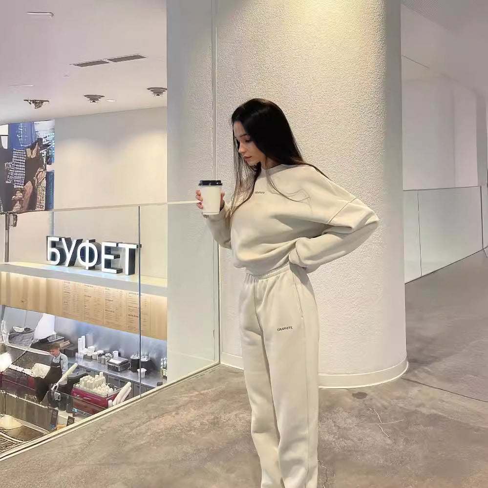 Fashion Women's Casual Hoodie Set Two-Piece Outfit Style Sweatshirt Suit