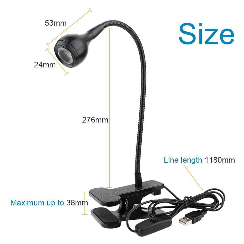 Eyes Protection LED Desk Light Clamp Lamp Flexible LED Book Reading Desk Lamp USB Clip On Desk Light Bedroom Night Lighting