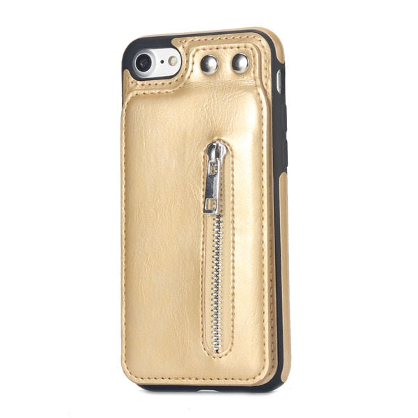 Cases For iPhone X 8 7 6S 6 Plus 5S SE Fashion zipper Leather Phone Case Card Holder Wallet Cover