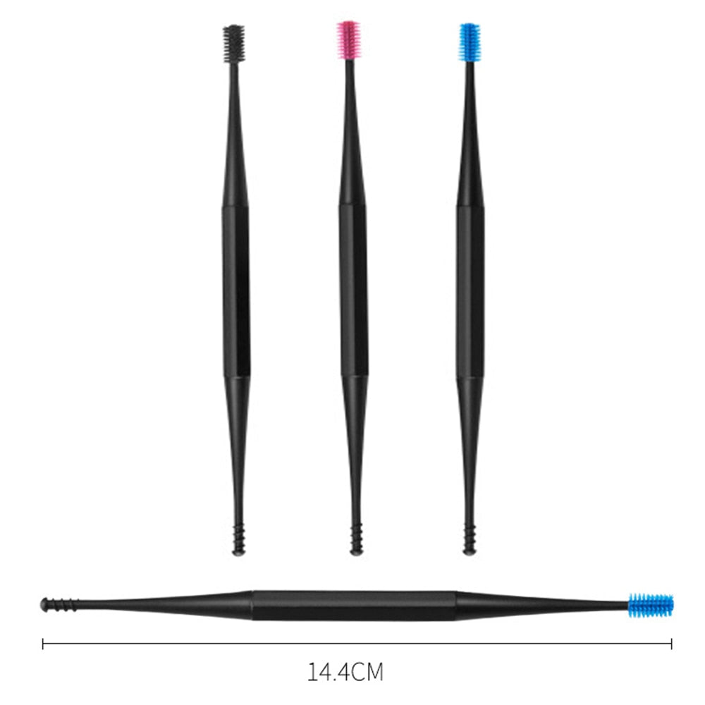 3PCS Soft Silicone Ear Pick Double-ended Earpick Ear Wax Curette Remover Ear Cleaner Spoon Spiral Ear Clean Tools