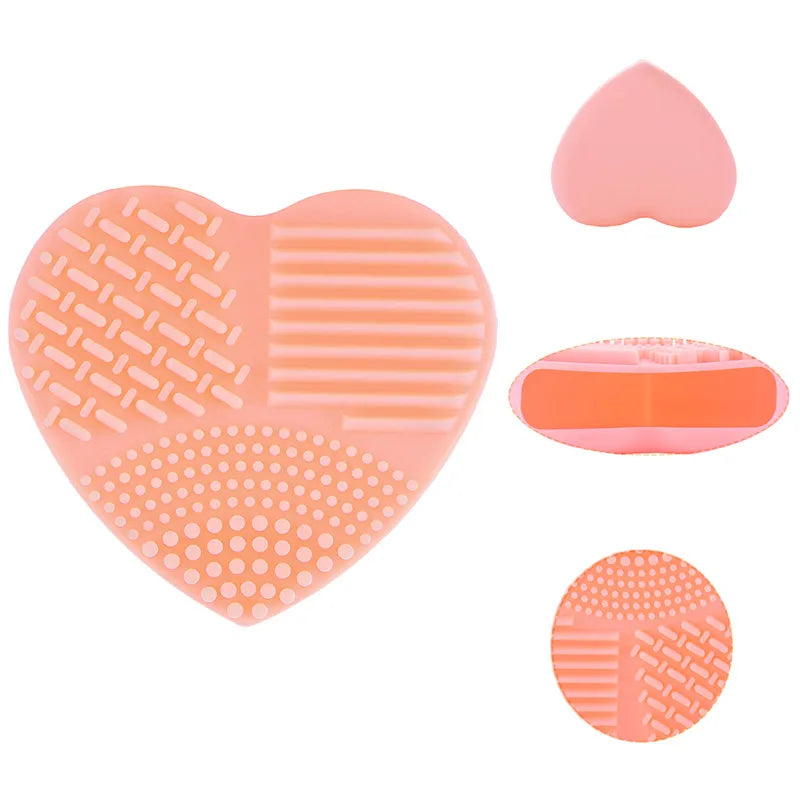 Colorful Heart Shape Clean Make up Brushes Wash Brush Silica Glove Scrubber Board Cosmetic Cleaning Tools