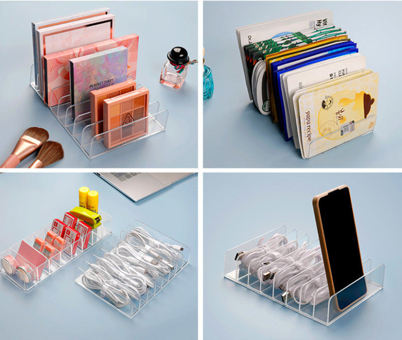 Data Cable Storage Box Transparent With Compartmentalized Charging Cable Organizer Desktop Large Capacity Power Cord Organizer Box
