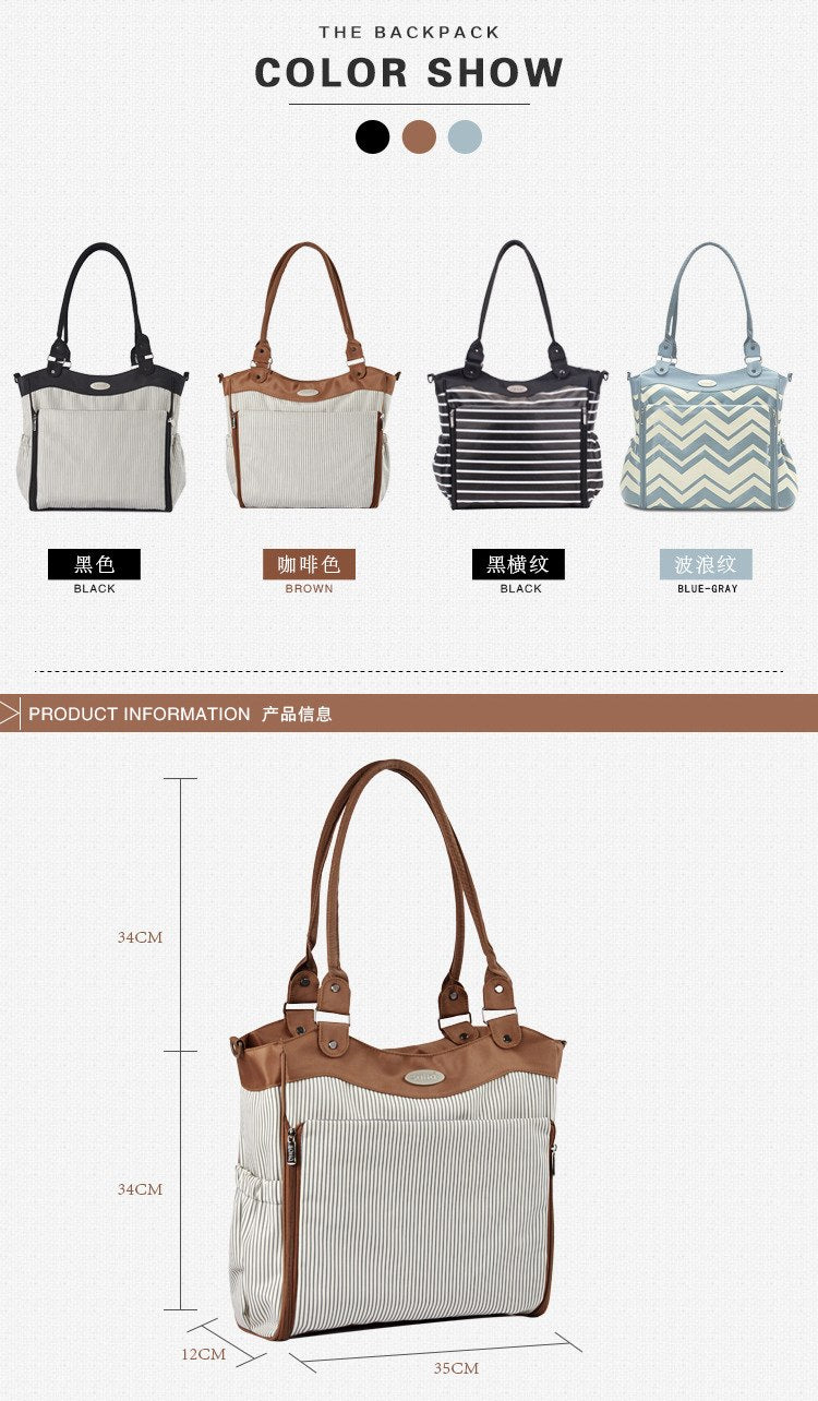 9pcs/set  Maternity Diaper Nappy Bags with Stroller Hooks Baby Bottle Bag Tote Kids Clothes Pouch Nappy Changing Pad