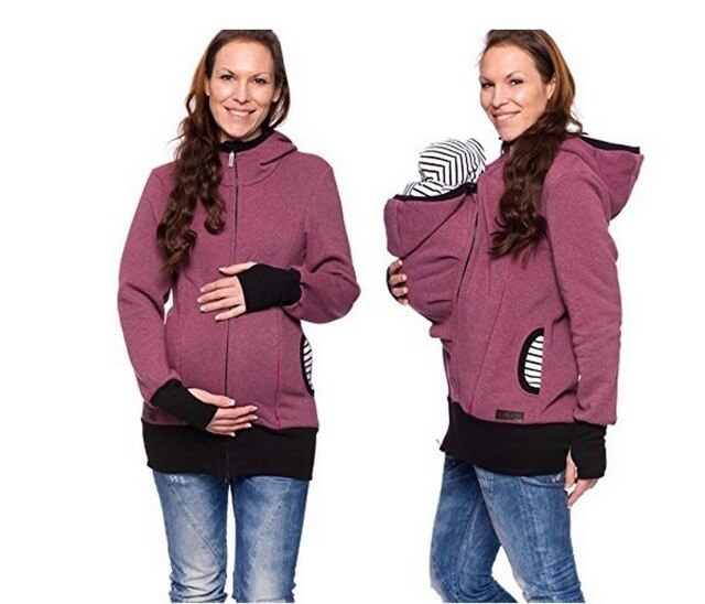 Baby Maternity Casual Sweatshirt Clothes Pregnant Women Hoodies Thicken Wool Maternity Carrier Jackets Coat Fashion Sweater