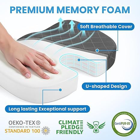 Cross-border Memory Foam Seat Cushion for Office Ergonomic Chair, Butt Pad, Slow Rebound Seat Pad
