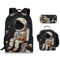 Astronaut Space Character Anime Style 3-Piece Set Backpack Lunch Bag Pencil Case Student Organizer Casual Fashion