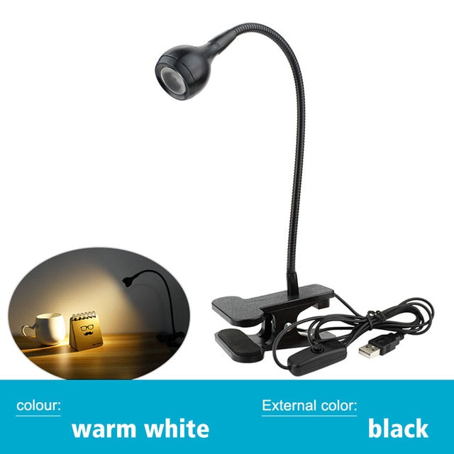 Eyes Protection LED Desk Light Clamp Lamp Flexible LED Book Reading Desk Lamp USB Clip On Desk Light Bedroom Night Lighting