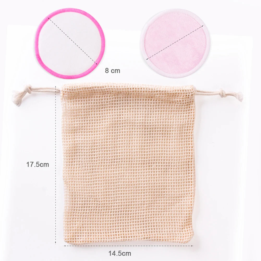 16pcs/lot Round Reusable Cotton Pads Reusable Cleansing Makeup Sponge Washable Facial Make Up Remover Wipe Pads